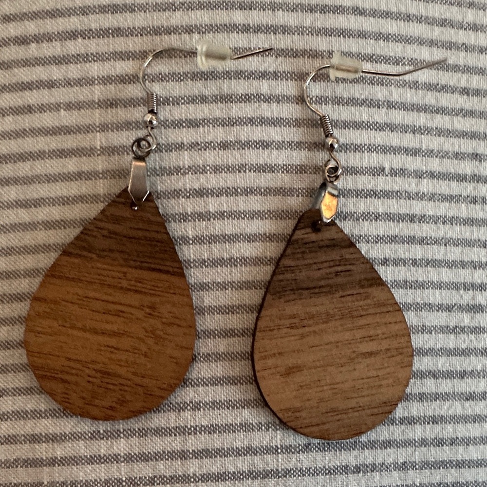 Wooden Teardrop Earrings